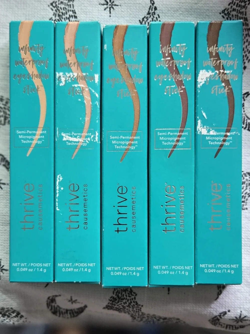 Five New thrive causemetics Infinity Waterproof Eyeshadow Sticks